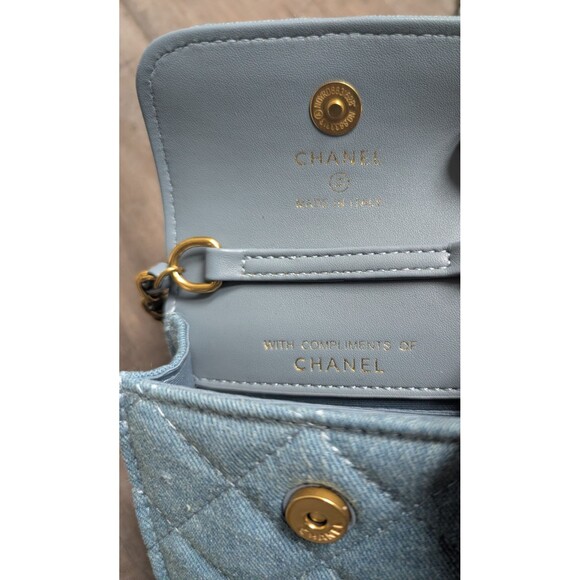 Chanel Makeup GWP Blue Quilted Denim Mini Crossbody Flap Bag Gift with Purchase - Picture 7 of 10